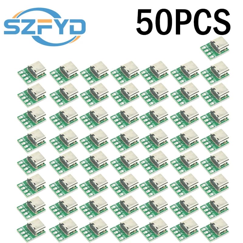Connettore USB 3.1 tipo C da 5-100 pezzi - Adattatore per scheda PCB a 16 pin, presa per trasferimento cavo linea dati