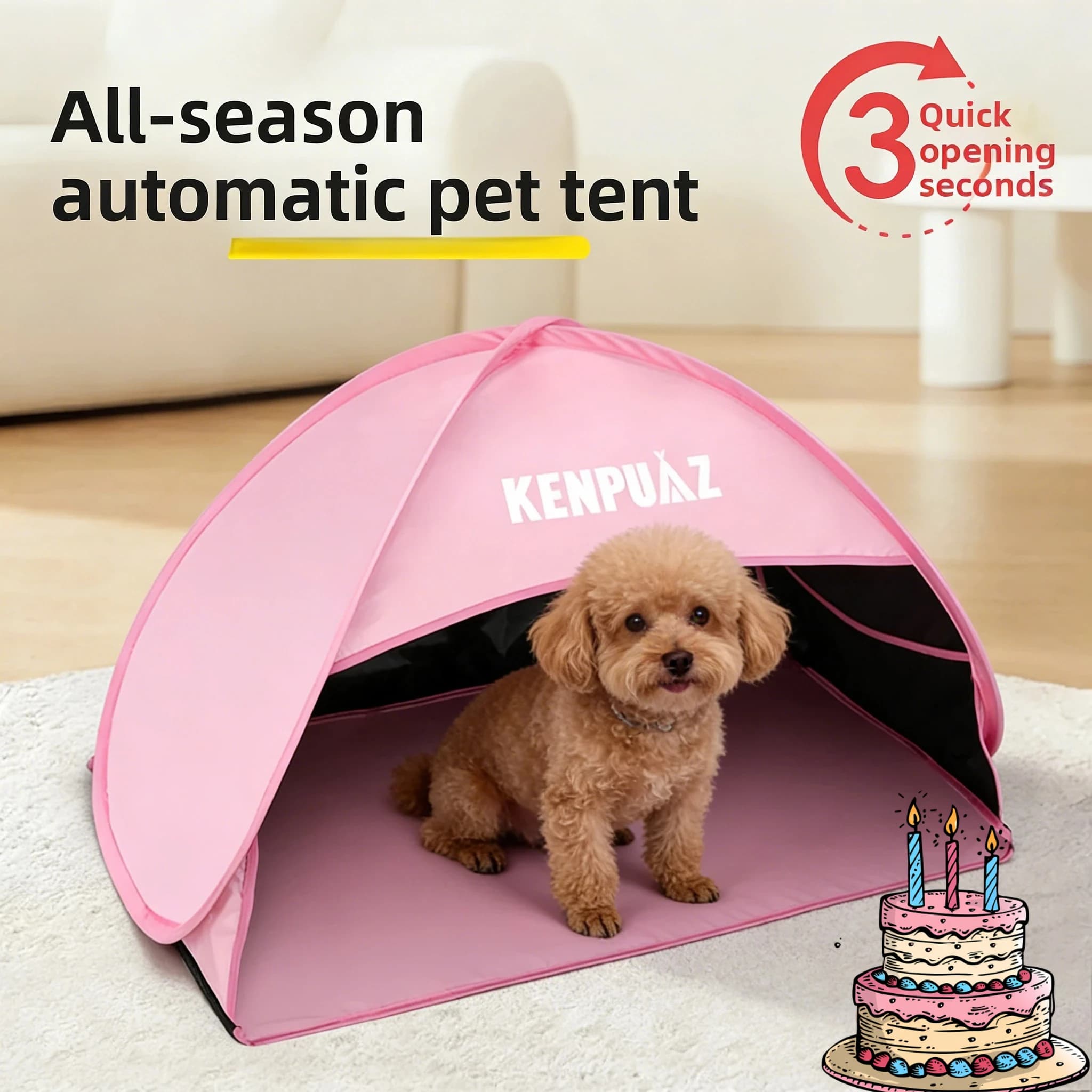 Tenda Portatile Pieghevole per Animali Domestici, Apertura Rapida in 3 Secondi, Protezione Solare, Cuccia per Cani e Gatti, Uso Interno ed Esterno, Riparo per Animali per Tutte le Stagioni