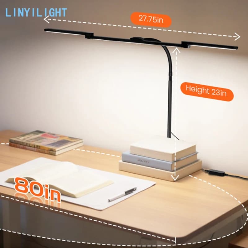 3-Head Reading Desk Lamp USB Clamp Lamps Book Clip Lamp 270 ° Adjustable Learning Light LED Desk Lamp Screen Light for Home Work
