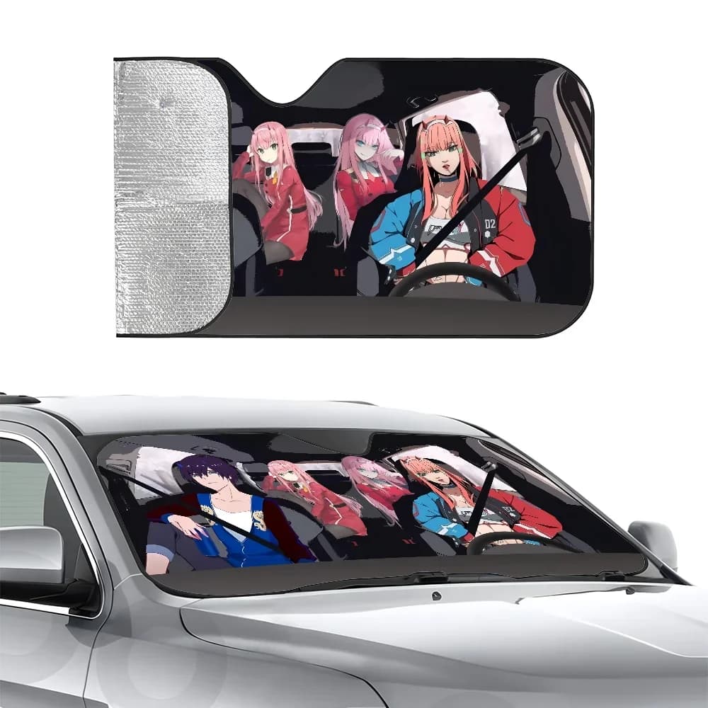 Z-Zero Two Ichigo Anime Parasole per auto Isolamento a tre strati Parabrezza anteriore per auto Parasole Ventosa Blocchi Raggi UV Sole