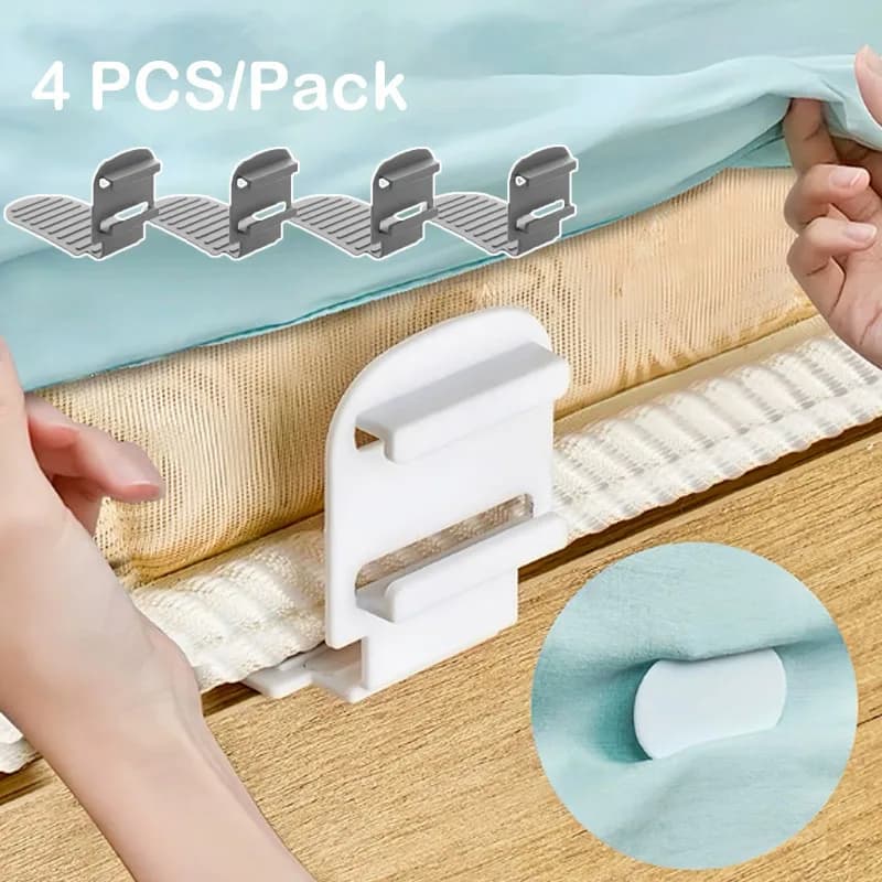 4 Pezzi Fermagli Regolabili Antiscivolo Multifunzione per Lenzuola, Clip di Fissaggio in Plastica per Copriletto, Fissaggi Antispostamento per la Casa