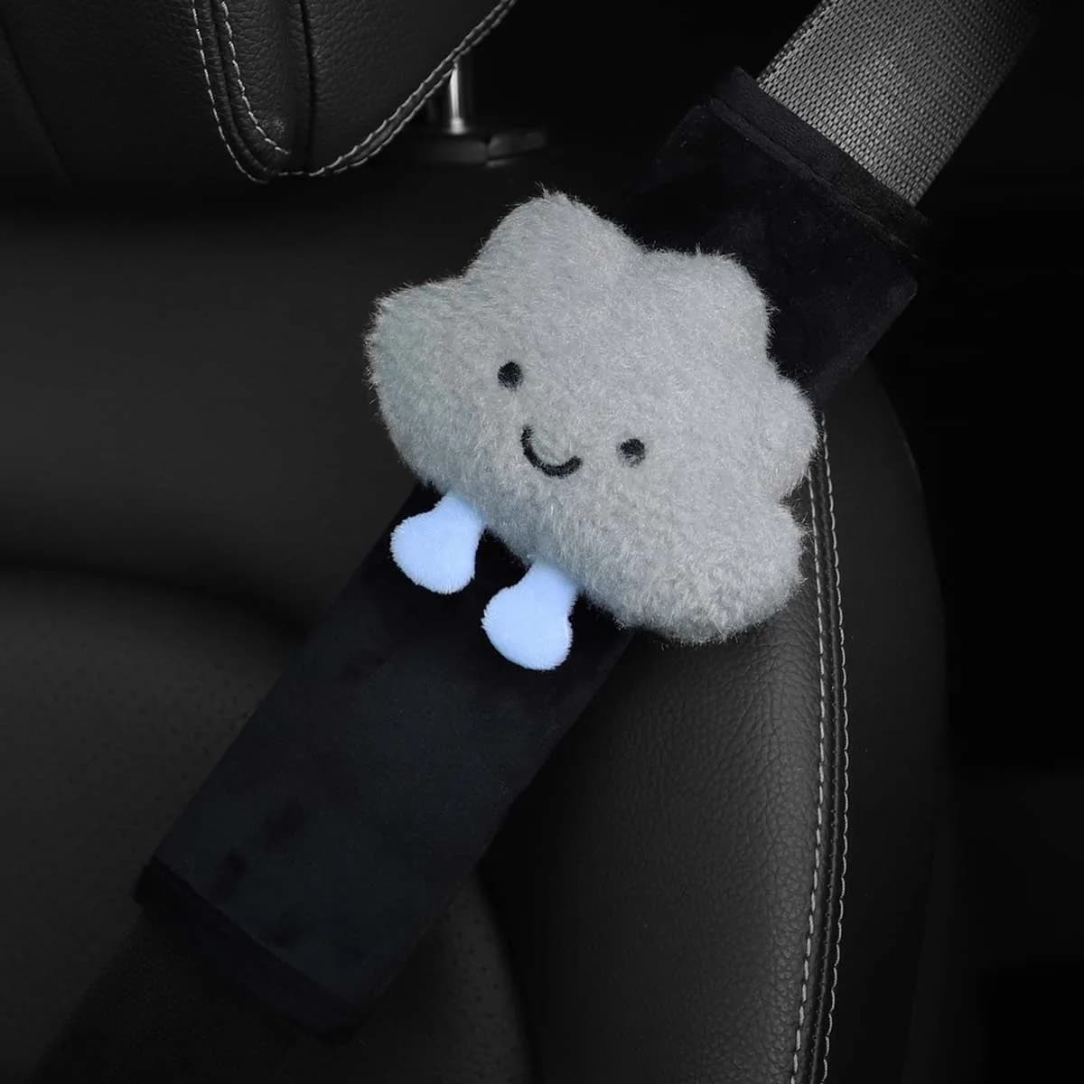 Cloud-Shaped Plush Car Shoulder Cover Soft Comfortable Baby Safety Belt Decorated Toy for Infant Car Decoration