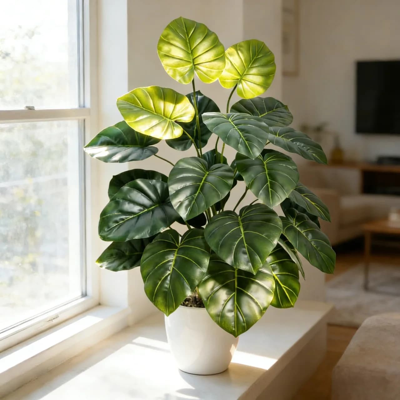 Palma Artificiale Grande 60-105cm, Pianta Monstera Finta, Rami in Plastica con Foglie di Tartaruga, Effetto Realistico per Decorazioni Casa e Giardino