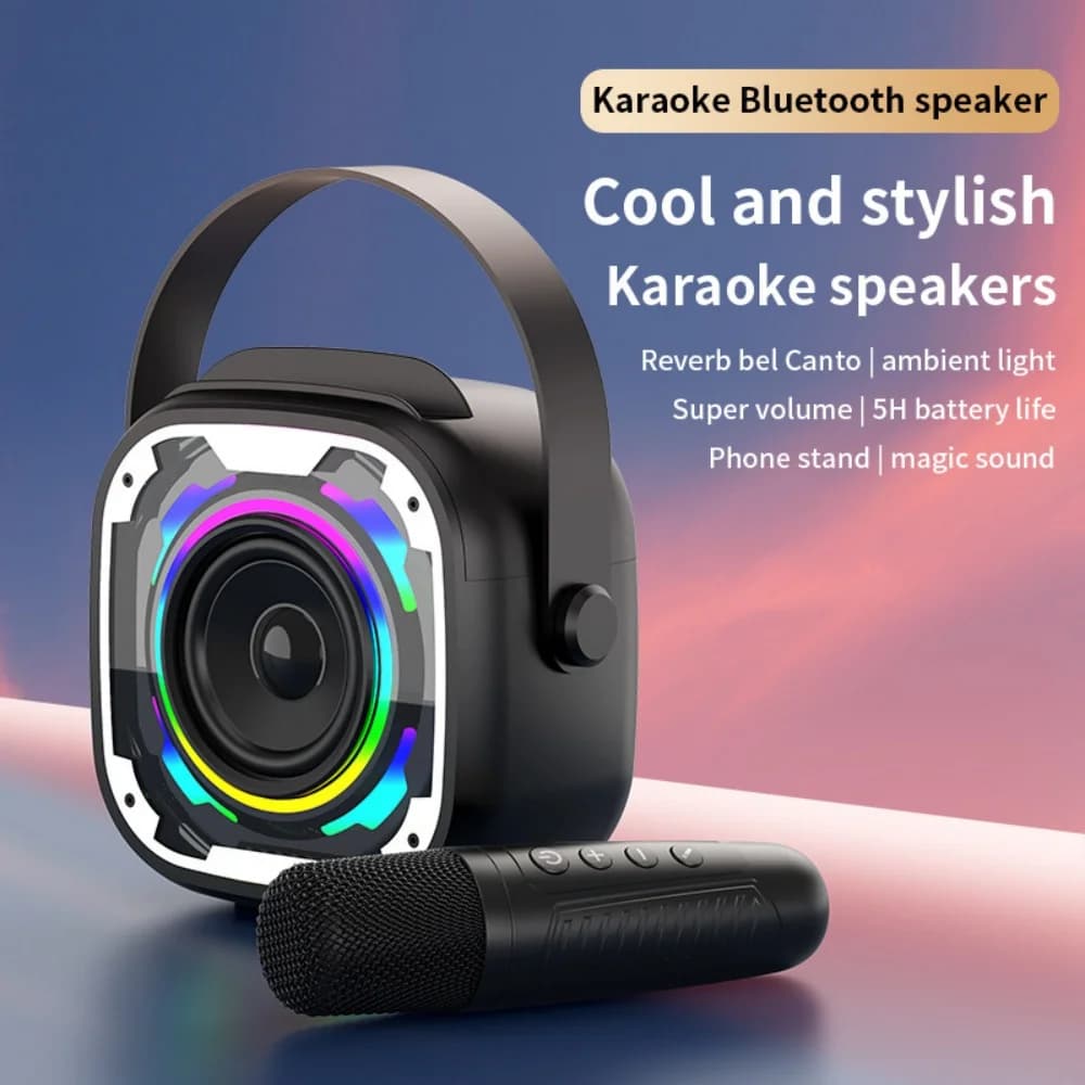 Doppi microfoni wireless portatili Macchina per karaoke Home KTV Altoparlante Bluetooth 5.3 HIFI Stereo Surround per regalo per feste per bambini