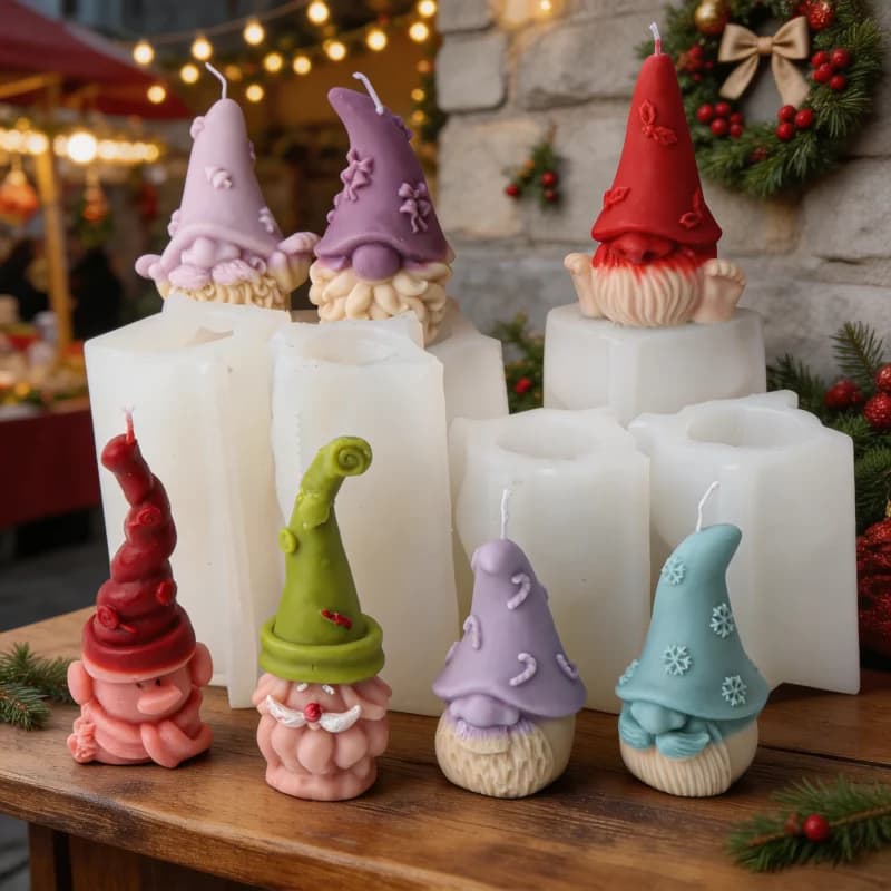 DIY Santa Claus Silicone Candle Mold Ornate High Hat Design for Soap Resin Plaster Mold DIY Xmas Home Desk Party Decor Xmas Gift