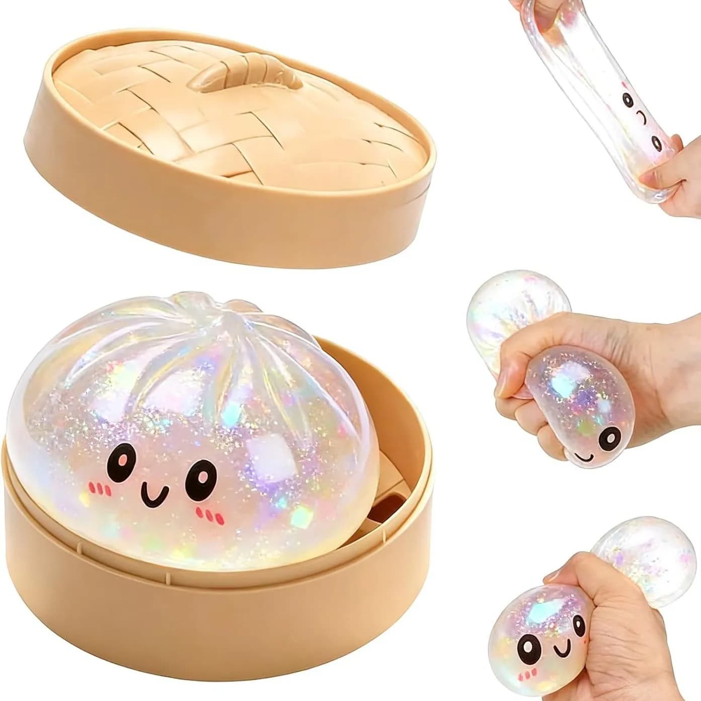 Squishy Antistress a Forma di Raviolo Colorato, Giocattolo Antistress Morbido e Carino per Adulti