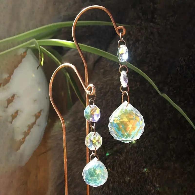 1 Pezzo Acchiappasole con Sfera di Cristallo, Ornamento per Vaso di Fiori, Decorazione per Giardino e Prato per Esterni