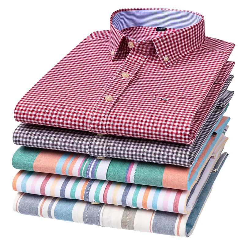 2024 Moda Uomo Lavoro Affari Camicia di marca Mens Plaid Cotone Camicie eleganti casual Slim Fit Manica lunga Button Down Chemise Homme