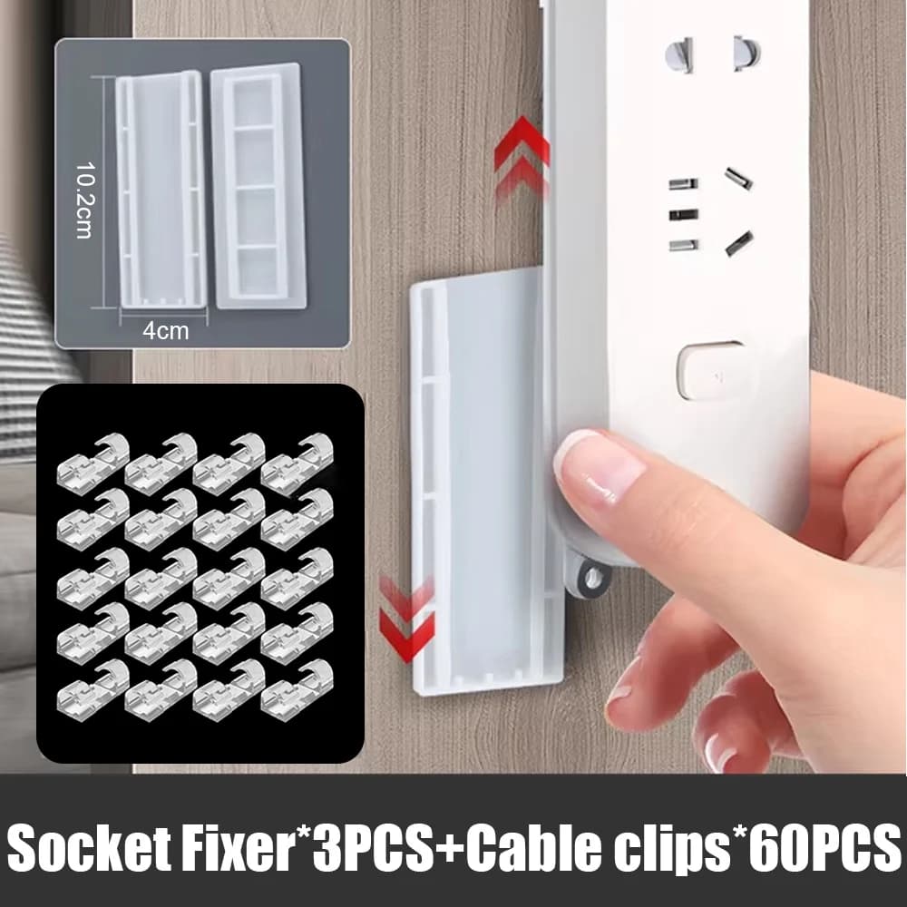 1-63 Pezzi Supporto Autoadesivo per Multipresa, Clip per Gestione Cavi, Fissatore da Parete per Presa da Scrivania, Avvolgicavo per Ricarica e Dati Cellulare