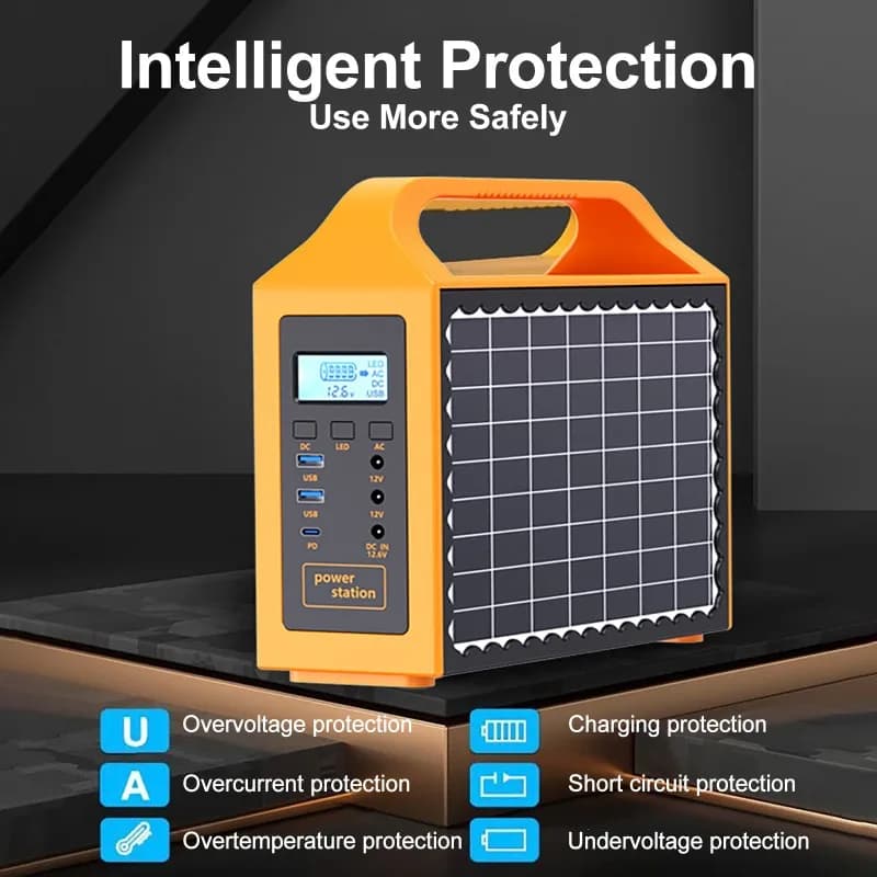 Centrale elettrica portatile 100W 150W, generatore di energia solare per esterni, con pannello solare, power bank e luce LED per il campeggio