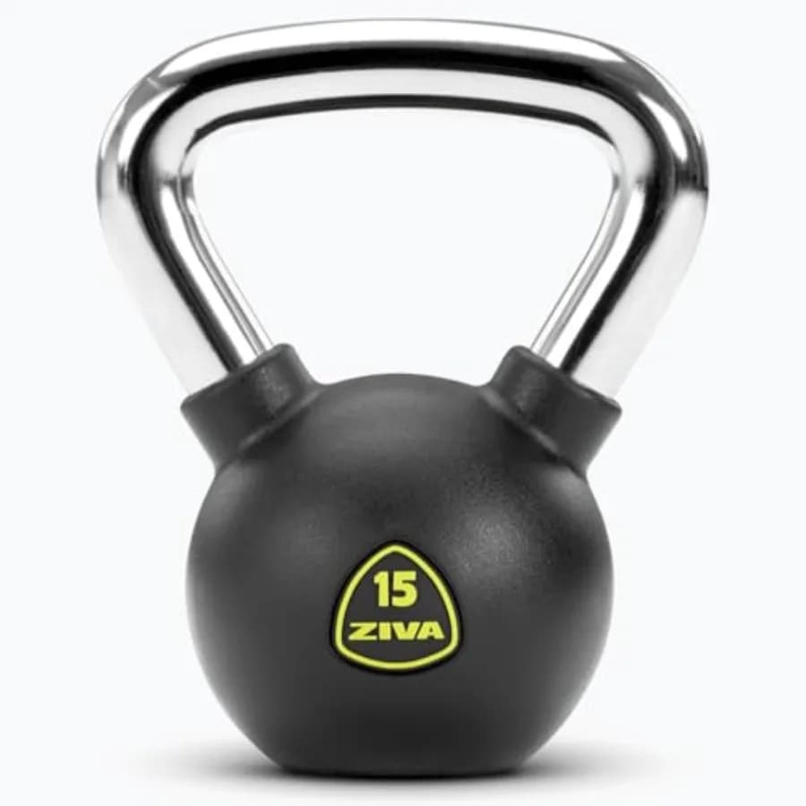 Kettlebell in gomma uretanica di grado commerciale per allenamento di forza e sessioni in palestra domestica, impugnatura in acciaio legato, nero, resistente