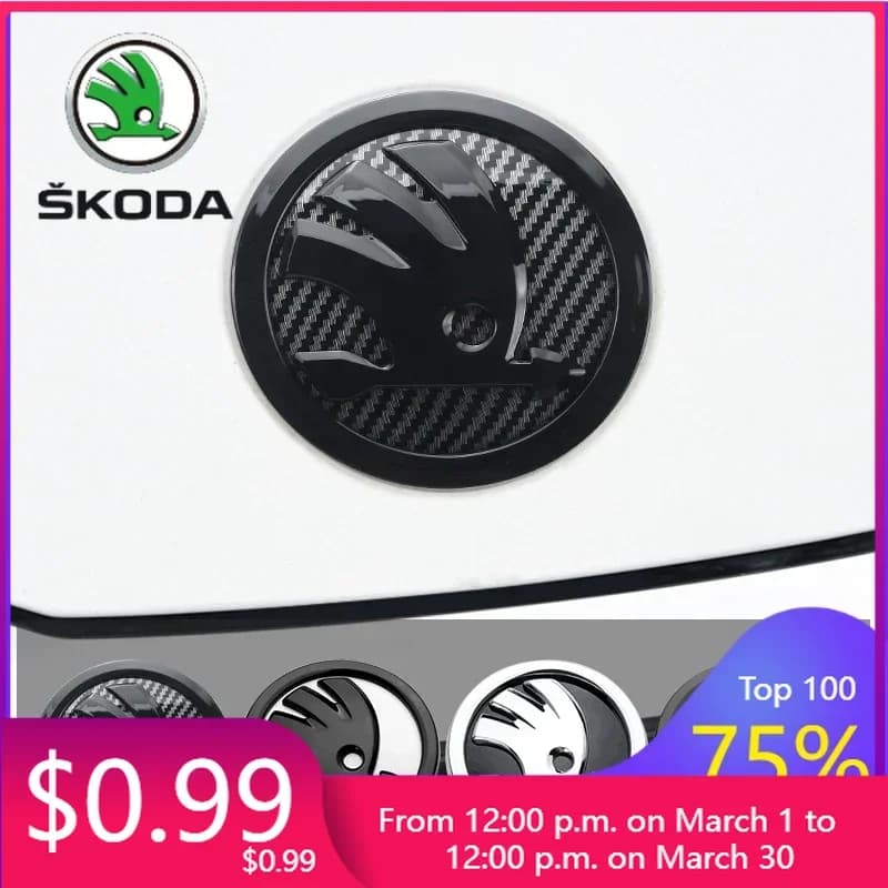Adesivo per Auto 2025 Nuovo Emblema ABS da 80mm 90mm per Skoda Fabia 1 2 Octavia a7 RS Superb Rapid Yeti Karoq Vision, per Parte Anteriore e Posteriore dell'Auto