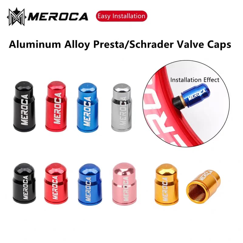 MEROCA 1 paio tappo valvola pneumatico bicicletta lega di alluminio MTB bici da strada Presta Schrader valvola protezione antipolvere accessori
