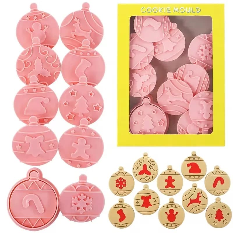 Set da forno per biscotti natalizi, 10 pezzi, formine per biscotti natalizi, stampi per biscotti, fondente, marmellata, cioccolato