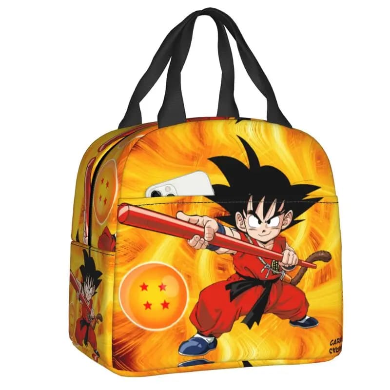 Borsa per il pranzo personalizzata Son Goku da donna, stile manga giapponese, termica e isolata, per la scuola