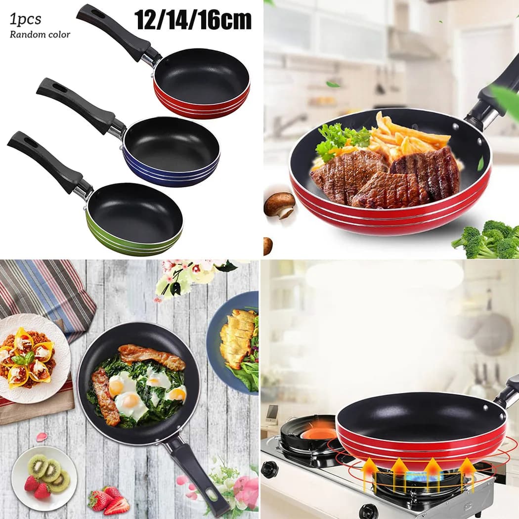 Padella Antiaderente in Acciaio Inox 12/14/16/18cm, Pentola, Padella per Bistecche, Colore Casuale, Utensili da Cucina