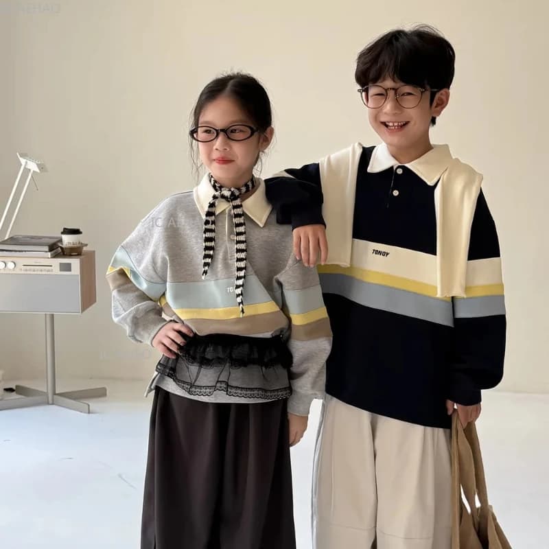 Felpa con cappuccio per bambini Autunno Ragazzi Ragazze Bambini Stile coreano Strisce larghe Stampa di lettere Felpa con colletto allentato casual Costume