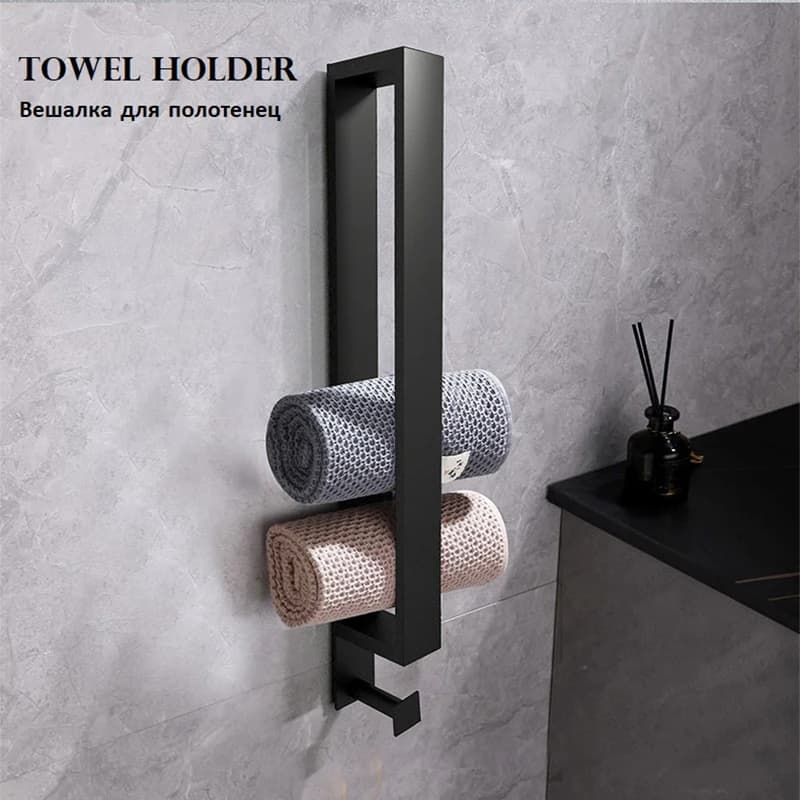 Portasciugamani portasciugamani senza foratura portasciugamani da bagno portasciugamani da parete portasciugamani da bagno nero in acciaio inossidabile 304