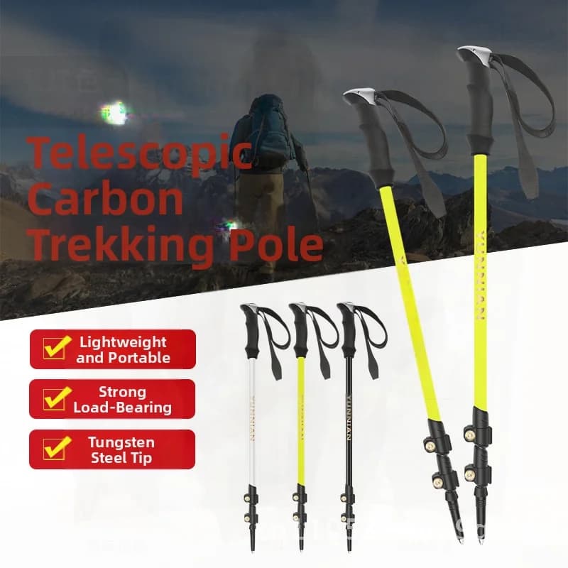 Ultralight Carbon Fiber Trekking Sticks Folding Telescopic Trekking Sticks For Outdoor Black Fluorescent White Yellow Options For All