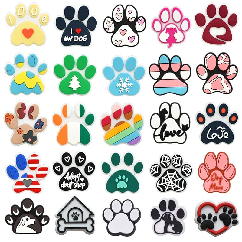 bella zampa di cane Ciondoli per scarpe in PVC Pantofole Combinazione di fibbie Braccialetti adatti Accessori Fasce decorative regalo festa unisex