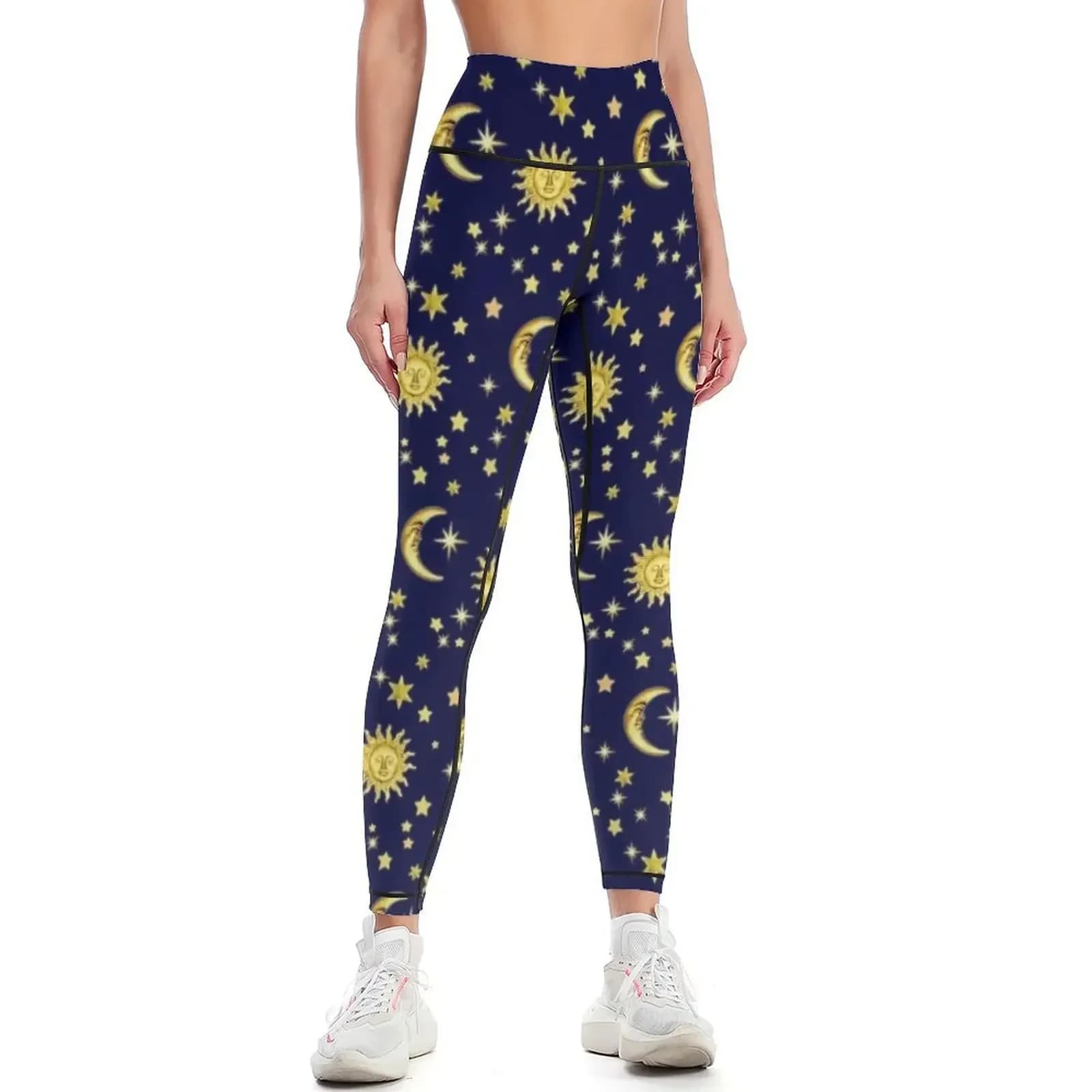 Leggings Sun, Moon & Stars per lo sport, per il tennis, per l'allenamento, per pantaloni harem, abbigliamento sportivo da donna, leggings da donna