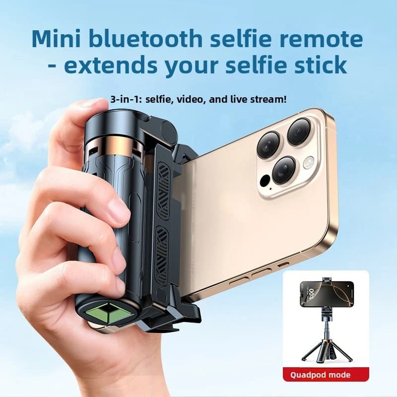 JC25 Mini Asta Selfie Estensibile con Treppiede, 4 Piedi, Pieghevole, Supporto per Telefono e Fotocamera da Viaggio con Telecomando Bluetooth per Vlog e Fotografia