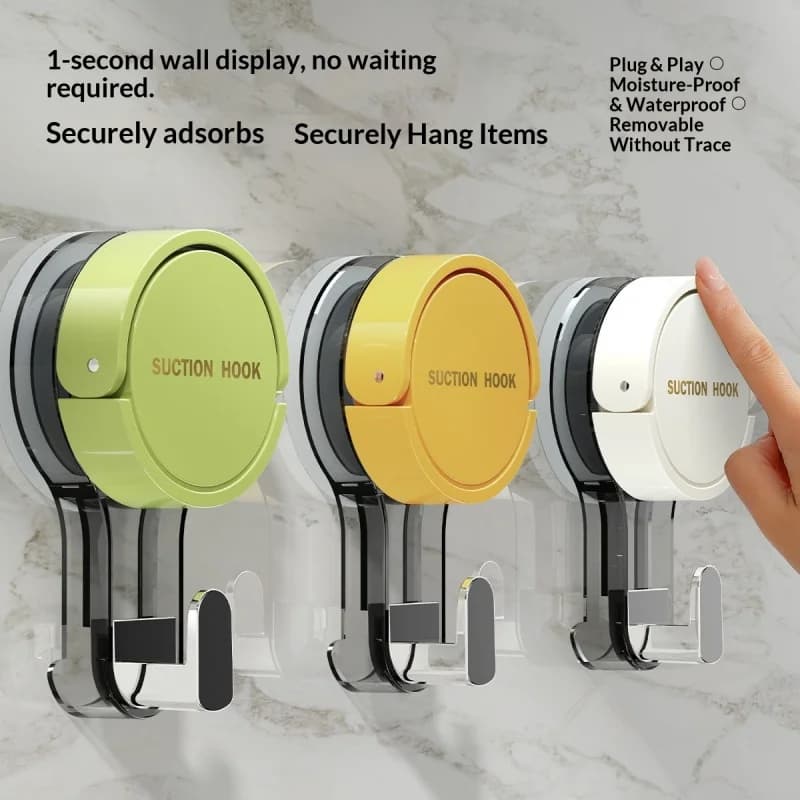Set di 3 Ganci a Ventosa, Robusti e Senza Foratura, Adesivi, Portasciugamani per Cucina e Bagno, Senza Lasciare Segni, Rimovibili