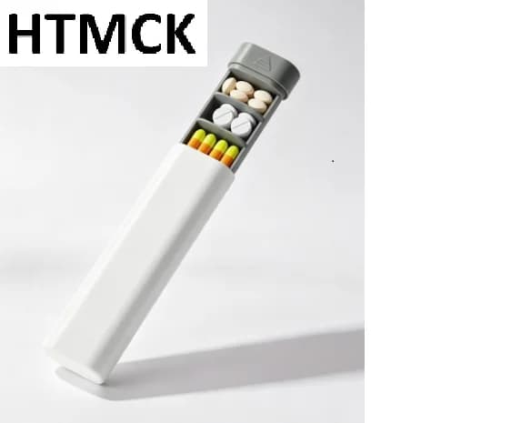 HTMCK Cute Daily Pill Box Organizer Weekly Travel Small Medicine Holder for Vitamins And Supplements 7 Day Pretty Pill Case