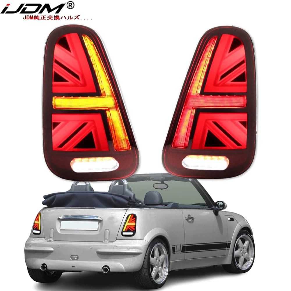 Gruppo Fanali Posteriori iJDM con Bandiera Union Jack per Mini Cooper R50 R52 R53 con Indicatori di Direzione, Luci di Coda/Freno e Retromarcia 01-2007