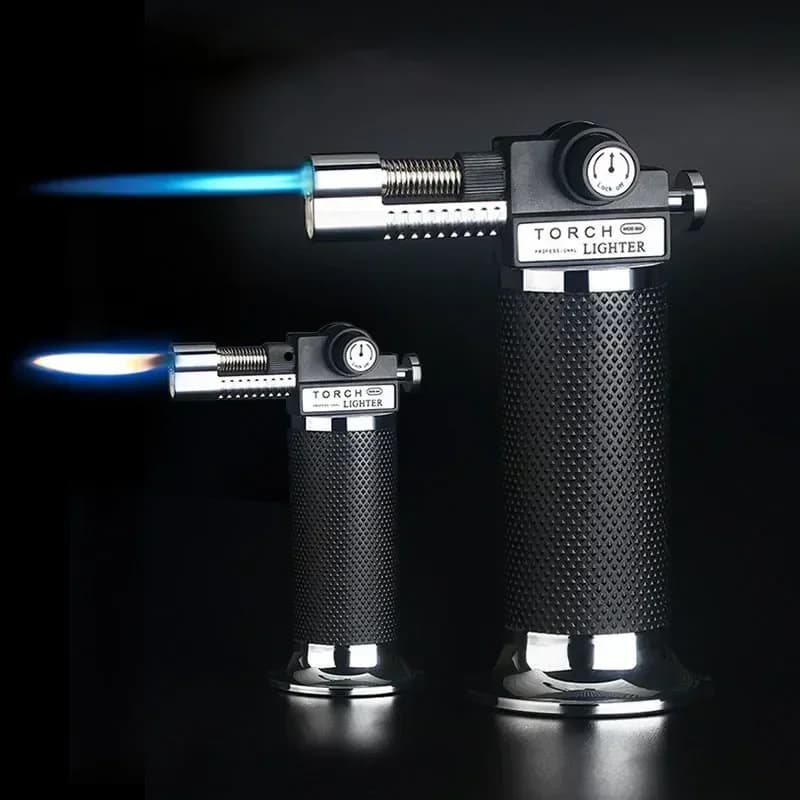 Metal Large Capacity Dual Flame Spray Gun Lighter Windproof Turbo Barbecue Kitchen High Firepower Cigar Windproof Lighter