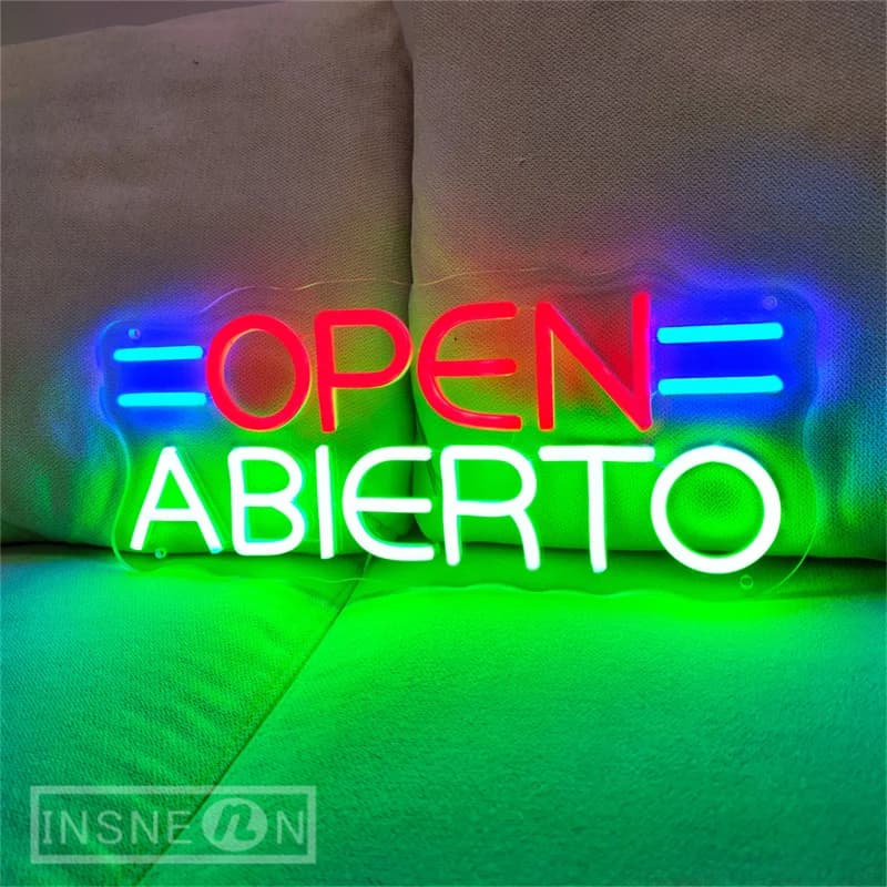 Open Abierto Neon LED Sign insegne al Neon spagnole per caffetteria Studio Room Wall Decor discoteca Club Bar ristorante Neon Sign Lights