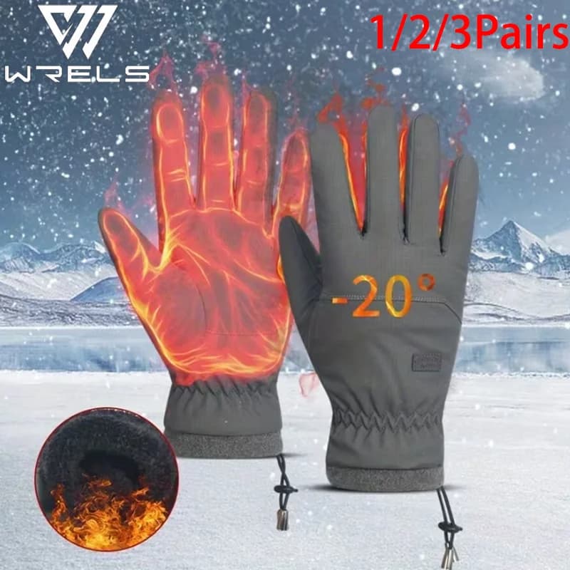 1/2/3Pairs Outdoor Skiing Gloves Cold-proof Thickened Anti Slip Touchscreen Cycling Gloves Windproof Driving Snowboard Gloves