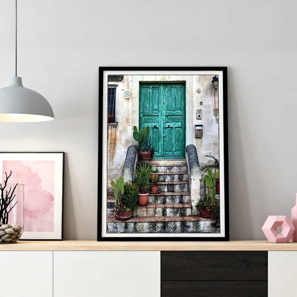 Dipinto Diamantato 5D Paesaggio Marino con Porta, Quadro con Diamanti Quadrati e Rotondi, Immagini di Strass per Decorazioni Domestiche