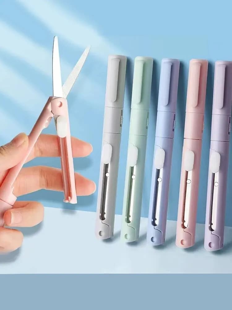 1pc Mini portable scissors knife paper cutter 2 in 1 multifunctional pen-shaped pocket scrapbooking carving cut artistic tools