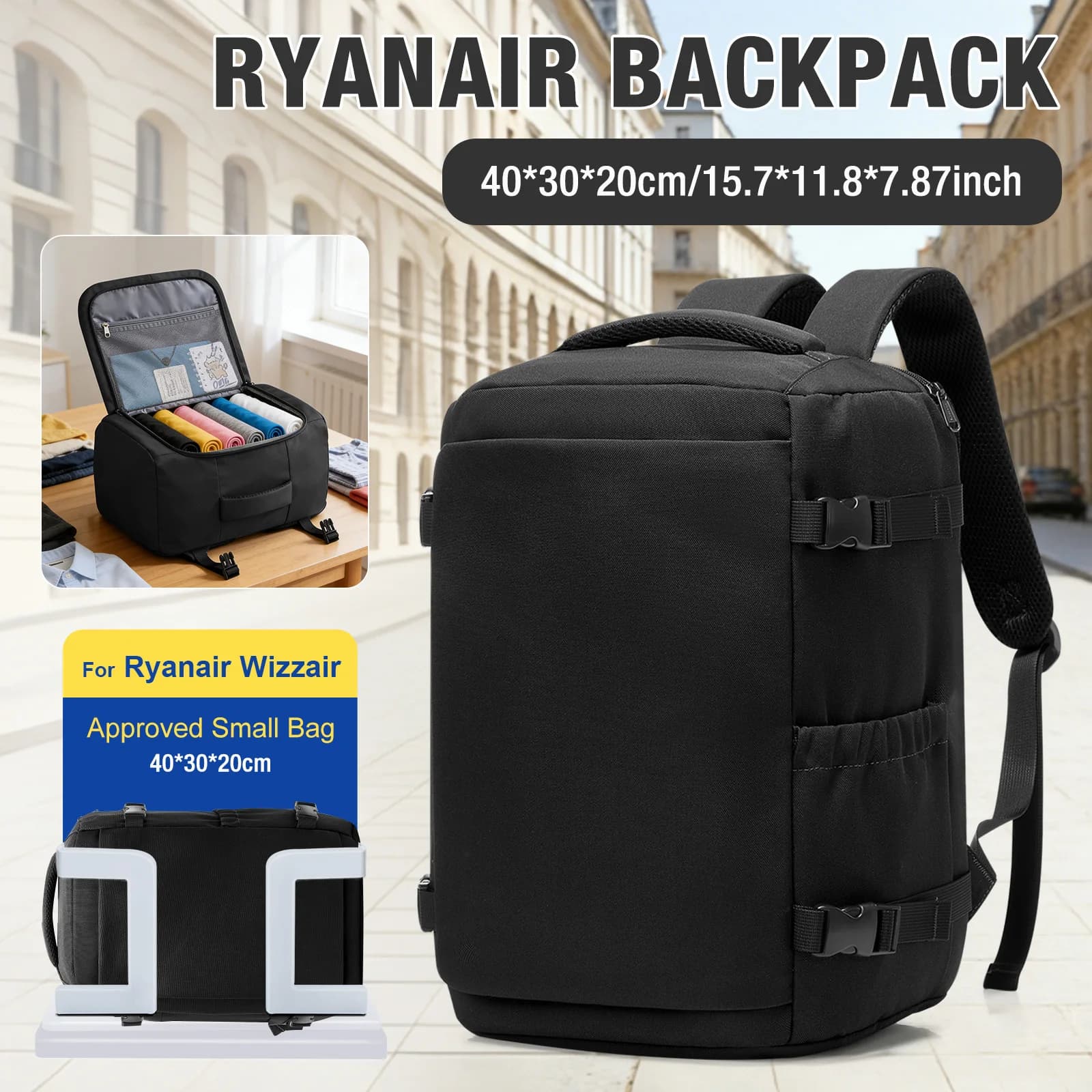 Borsa per uomo e donna, zaino da viaggio formato cabina, zaino 40x30x20 Ryanair, borsa da cabina antifurto per laptop, borsa da lavoro