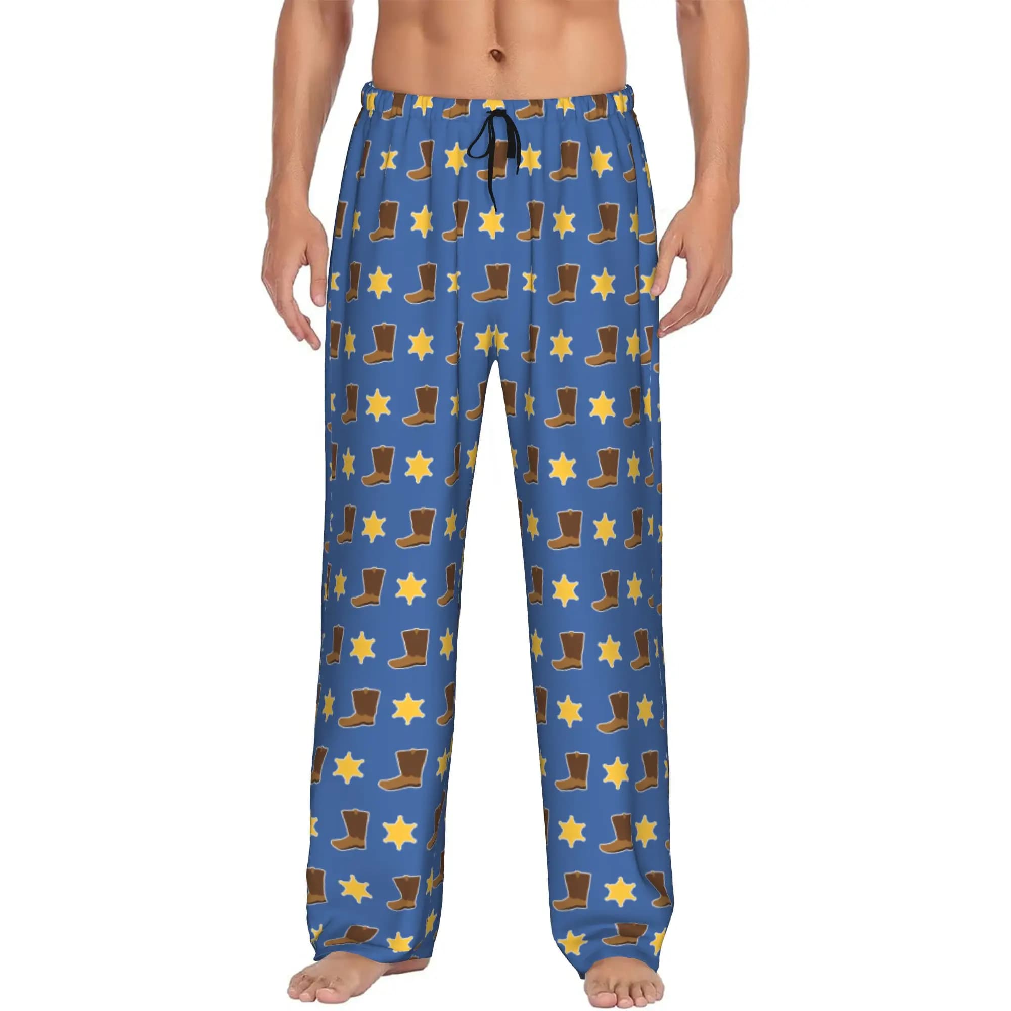 Pantaloni Pigiama Personalizzati con Cartoni Animati per Uomo, Abbigliamento da Notte Elasticizzato con Tasche