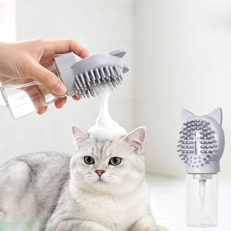Multifunctional Silicone Pet Bath Scrubber All in One Foam Massage Brush Gentle Skin Cleaning Tool for Small Medium Dogs Cats