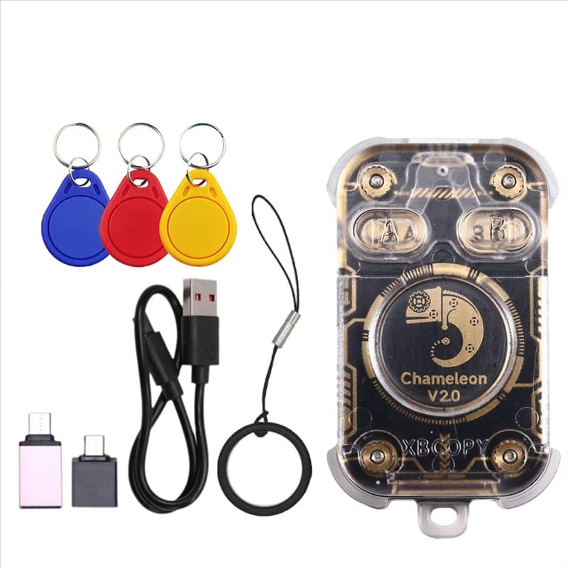Emulatore lettore di chip intelligente RFID Chameleon V2.0 Duplicatore NFC + 3X Portachiavi CUID 125K 13,56Mhz Decodifica scheda Chameleon Ultra
