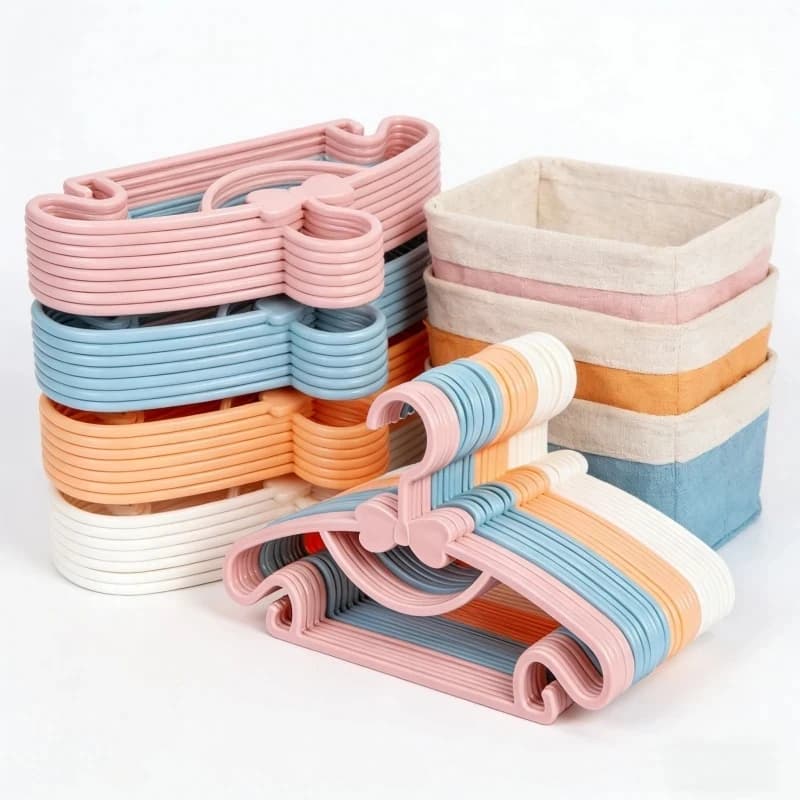 Hangers for Children 50 Pieces, Plastic Hooks Windproof with Carrying Fiocco, Coat Holders and Armadio Organization