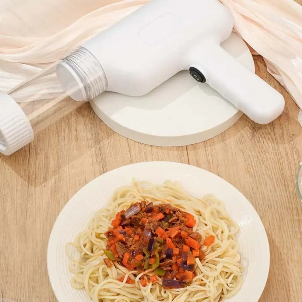 Macchina Automatica per Pasta Portatile, Elettrica e Senza Fili, con 6 Stampi, Pressa per Impasto Manuale, per Spaghetti