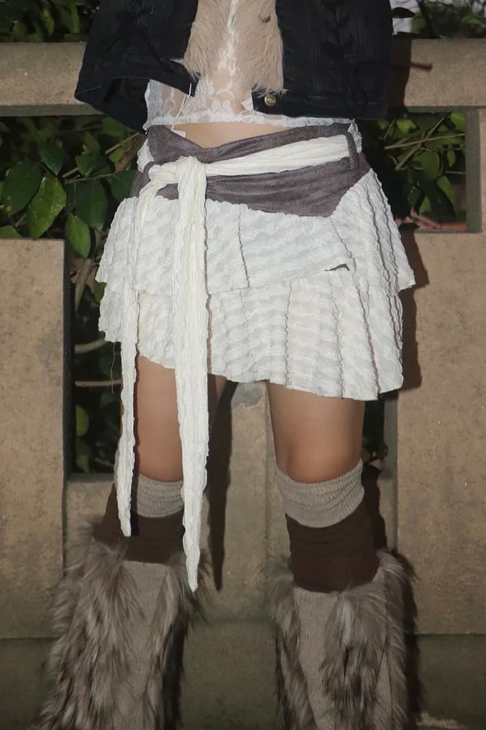 Gonne Gotiche da Donna Stile Wasteland con Coulisse Vita Alta Marrone con Orlo e Lacci Spacco con Frange Elastico Emo Festival Y2K Festa Invernale