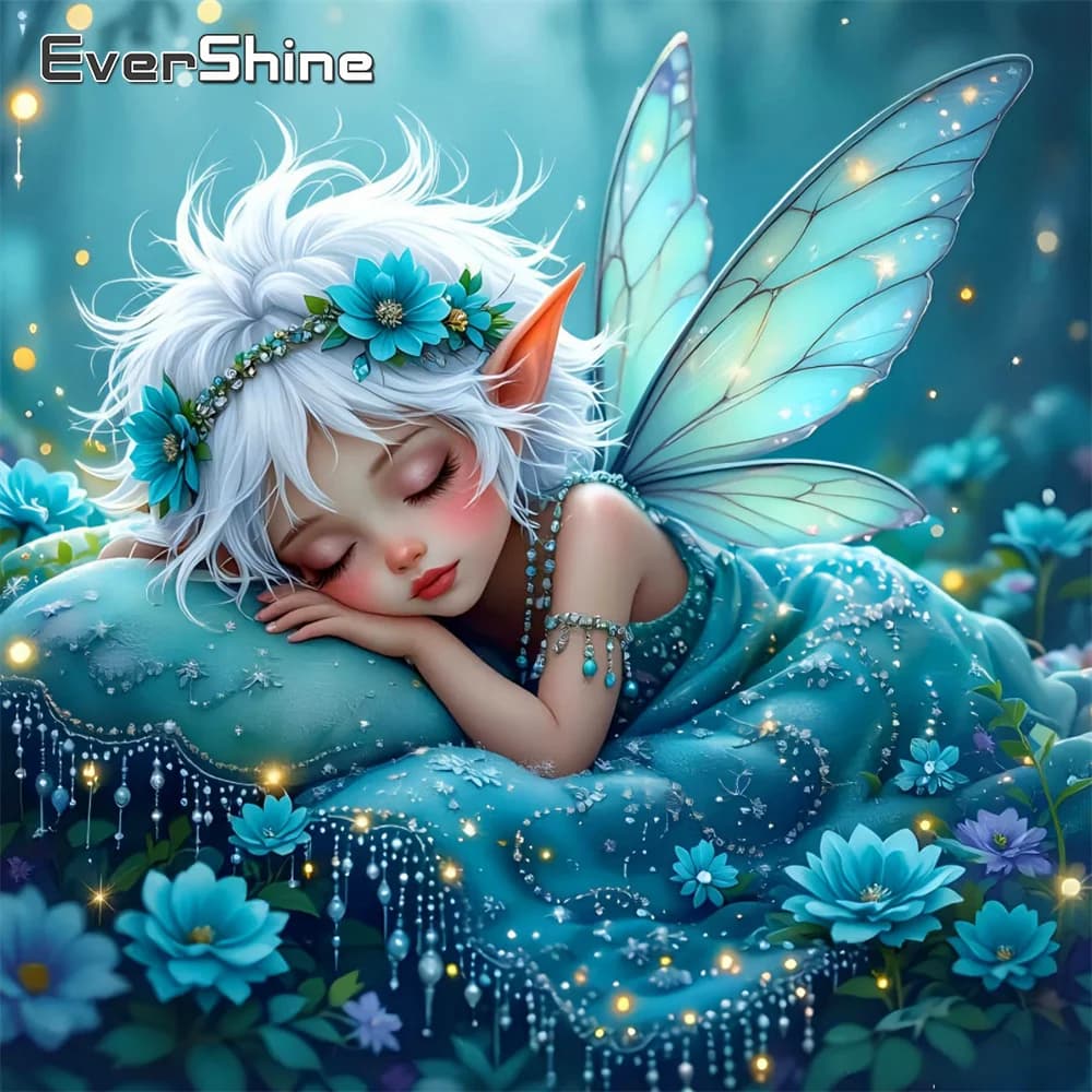 EverShine Mosaico Diamante 5D Elfo, Ricamo Completo, Dipinto di Ritratto Cartoon, Ali, Punto Croce, Regalo per Bambini