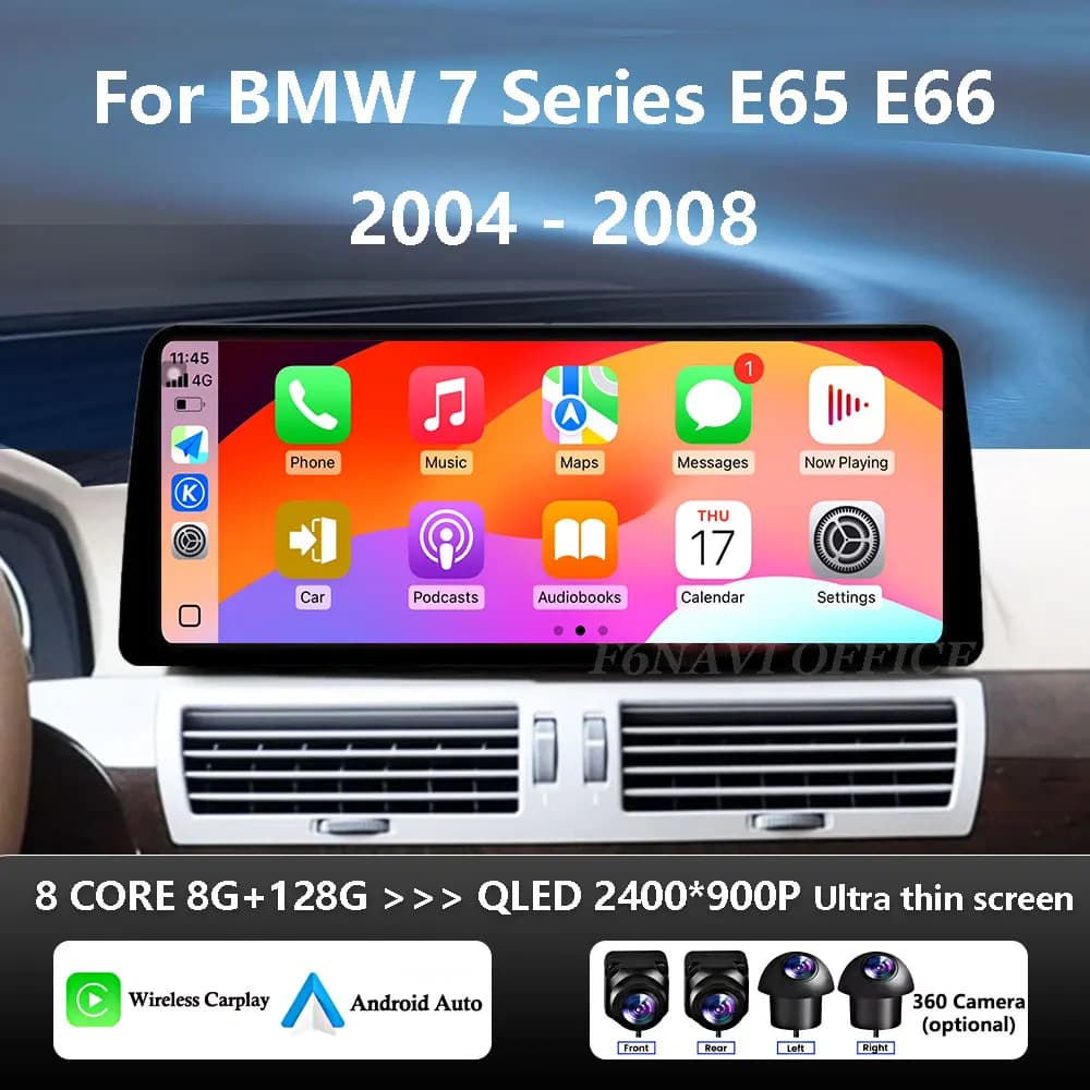 Navigatore GPS Bluetooth, Lettore Multimediale Video per Auto Android 16 WiFi per BMW Serie 7 E65 E66 2004 - 2008 Sistema CCC