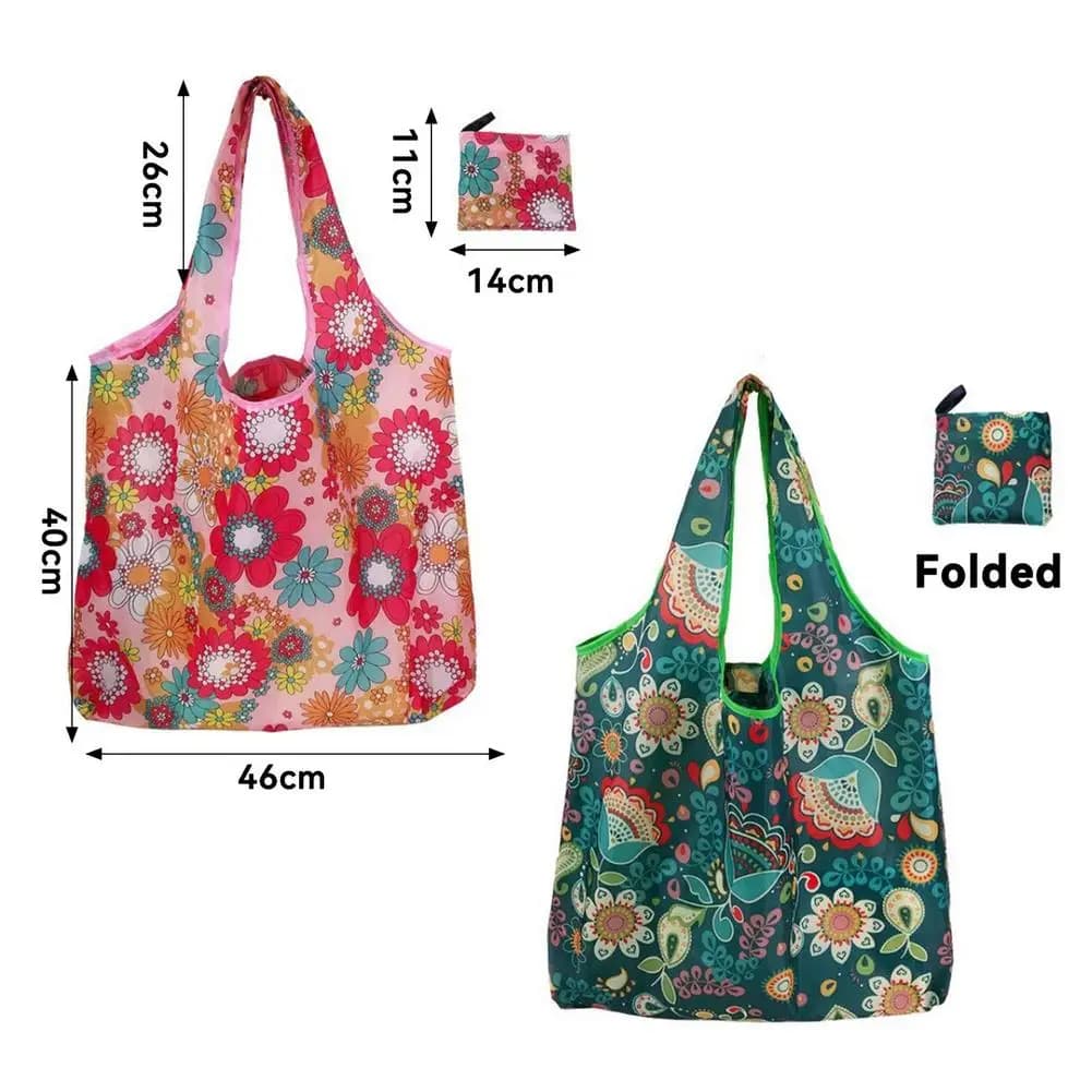 Borsa pieghevole per la spesa, 2 pezzi, borsa per la spesa portatile in nylon con custodia attaccata, borsa a tracolla resistente all'acqua, lavabile e riutilizzabile