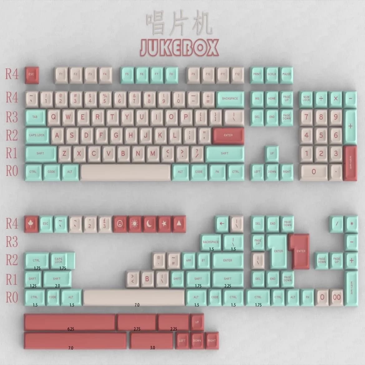 173 buttons MT3 JUKEBOX theme Keycap PBT SA Key Cap profile for MX Switches Custom mechanical keyboard caps