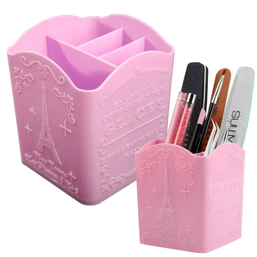 4 compartment nail art brush holder, makeup brush box, nail tools buffer file, nail display support