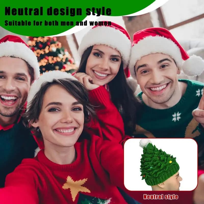 Cappello a cuffia di Natale Cappelli invernali Cappello da Babbo Natale Cappello di Natale Cappello caldo Cappello lavorato a maglia per albero di Natale Accessori per costumi di Natale