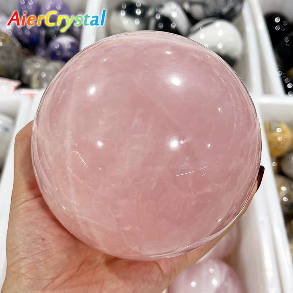Sfera di cristallo di quarzo rosa naturale sfera di massaggio lucidata sfera grande Reiki guarigione cristallo rosa decorazione della casa artigianato artigianato in pietra