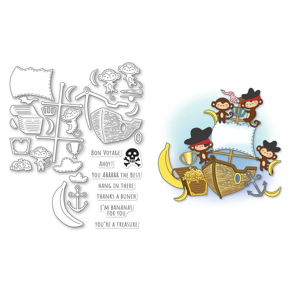 Whittle Pirate Monkey Kit Metal Cutting Dies and Clear Stamps for New Arrivals 2025 Scrapbooking Frame Card Craft Supplies