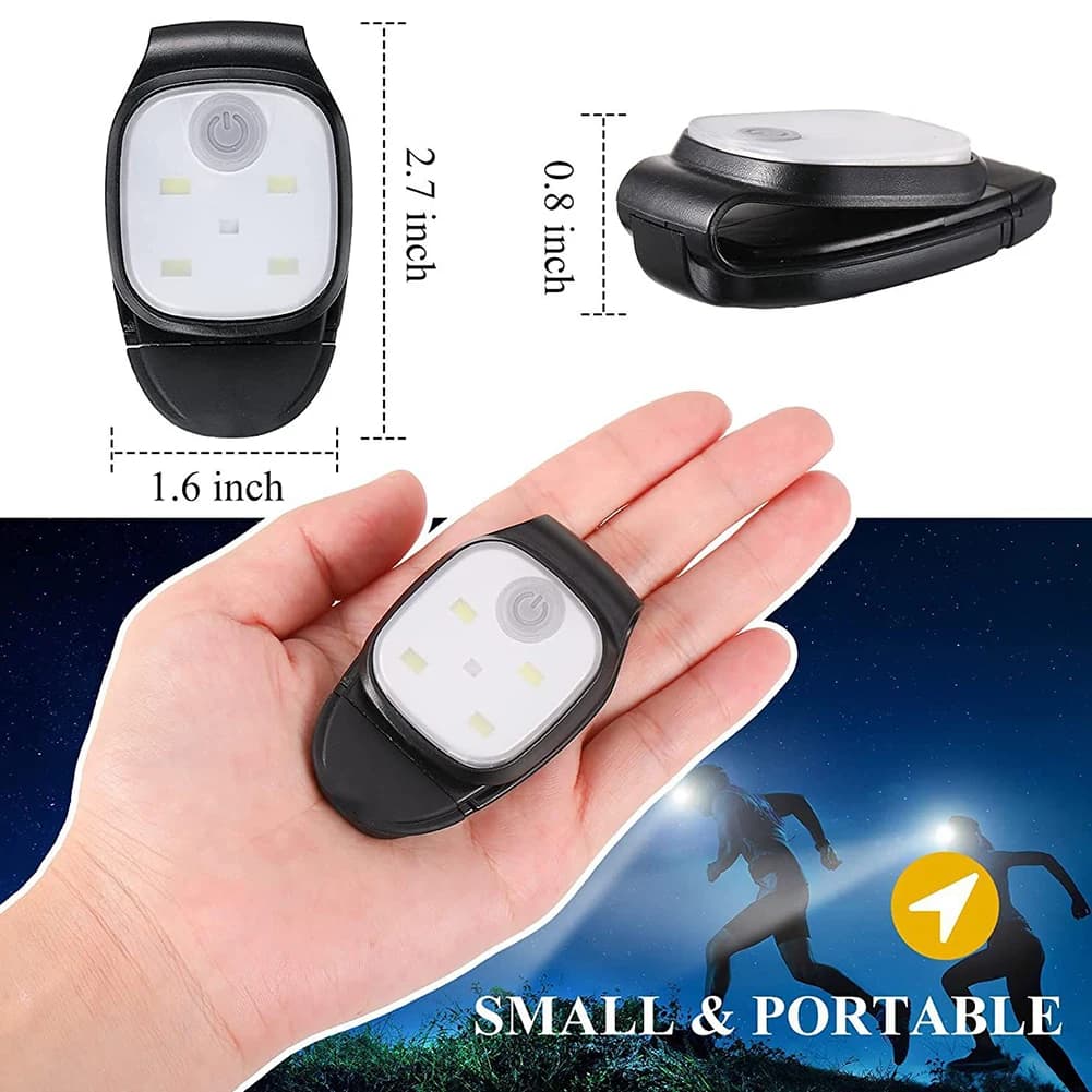 LED Clip Lamp 4 Mode Lighting Light Running Clip Safety Warning for Jogging Night Walking for Fishing Rechargeable USB Hiking
